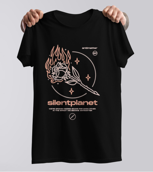 Silent Planet Antimatter Flaming Rose And Stars T-Shirt