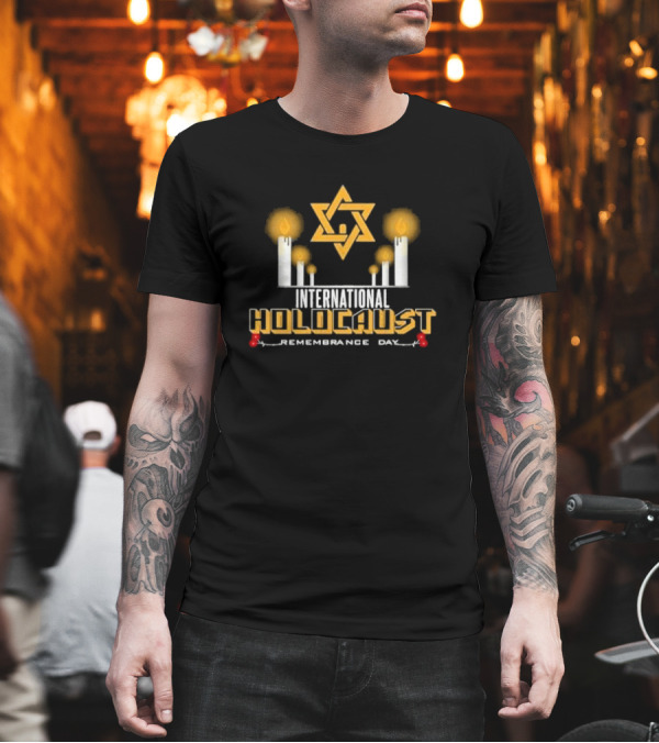 International Holocaust Remembrance Day Star Of David Candle Memorial T-Shirt