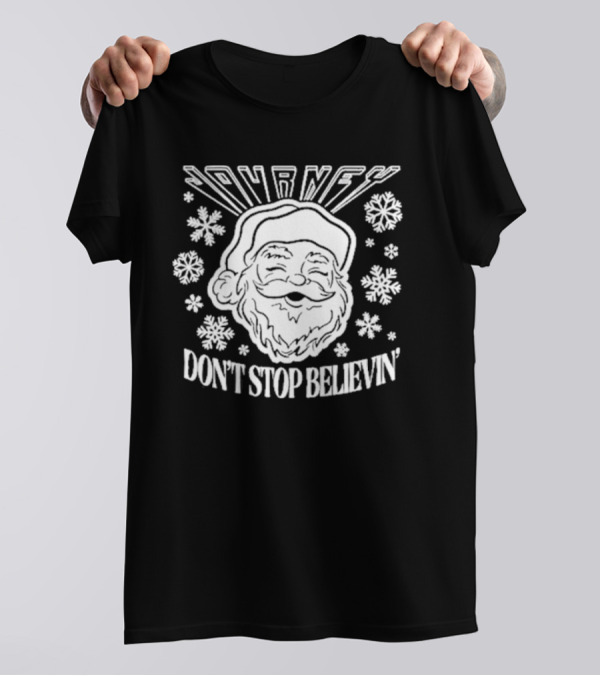 Journey Santa Don't Stop Believin' Snowflakes Holiday Tour T-Shirt
