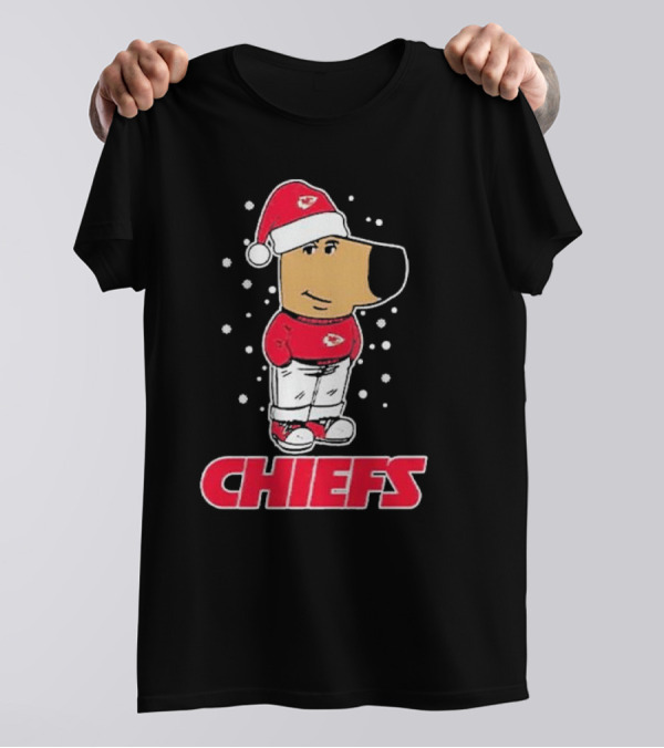 Chill Christmas Chiefs Santa Dog In Snowy Sweater And Hat T-Shirt