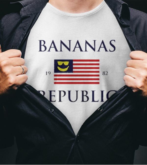 Bananas Republic 1982 Flag With Sunglasses Emoji T-Shirt