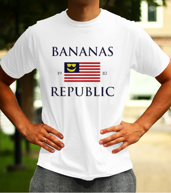 Bananas Republic 1982 Flag With Sunglasses Emoji T-Shirt