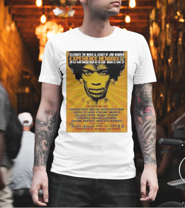 Celebrate Jimi Hendrix Music Legacy Experience Hendrix 2025 Tour With Zakk Wylde Kenny Wayne Shepherd Marcus King And More March 11-April 12 T-Shirt