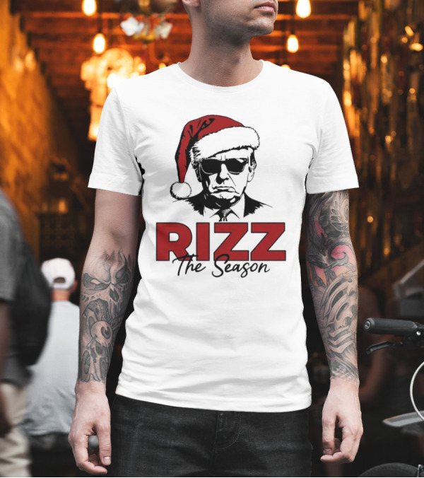 Rizz The Season Santa Hat Sunglasses Christmas T-Shirt