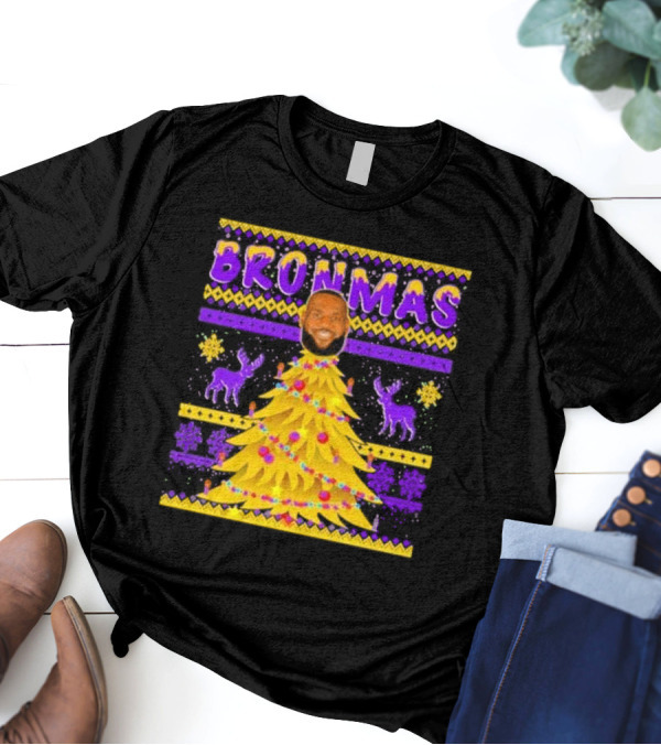 Bronmas Christmas Tree Ugly Christmas 2024 Lebron James T-Shirt