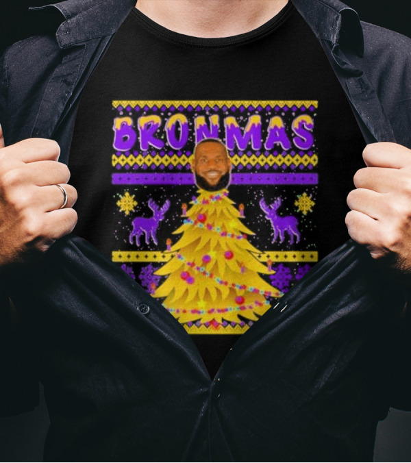 Bronmas Christmas Tree Ugly Christmas 2024 Lebron James T-Shirt