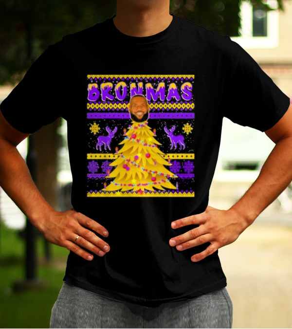 Bronmas Christmas Tree Ugly Christmas 2024 Lebron James T-Shirt