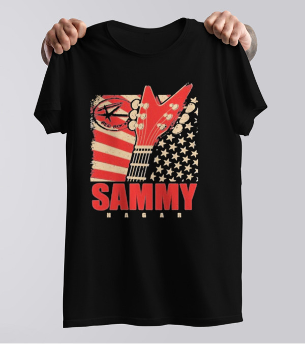 Sammy Hagar Red Rocker American Flag Guitar T-Shirt