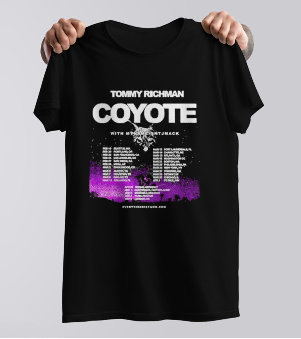 Tommy Richman Coyote Tour 2025 With MyNameIsntJmack Tour Dates And Locations T-Shirt
