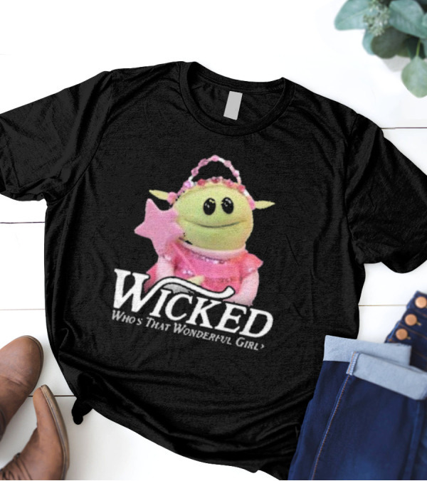 Wicked Who’s That Wonderful Girl Green Alien With Pink Wand And Dress T-Shirt