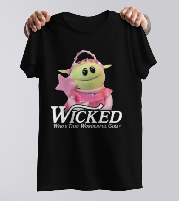 Wicked Who’s That Wonderful Girl Green Alien With Pink Wand And Dress T-Shirt