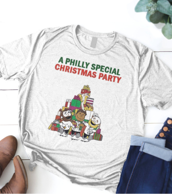 A Philly Special Christmas Party 2024 Celebrating With Peanuts Characters And Presents T-Shirt