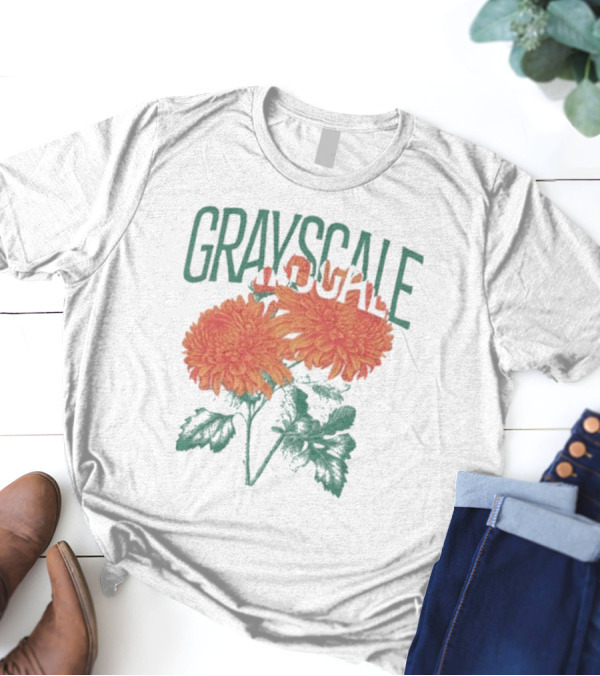 Grayscale Vintage Flower Logo T-Shirt