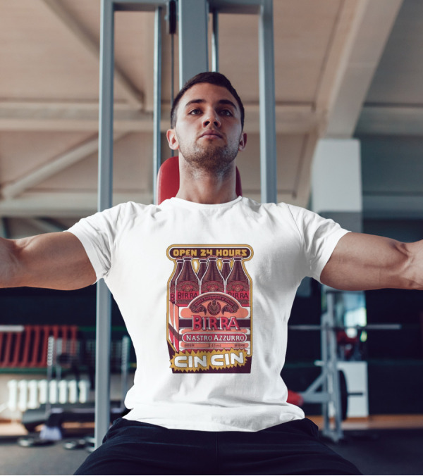 Open 24 Hours Birra Nastro Azzurro 341ml Cin Cin Beer T-Shirt