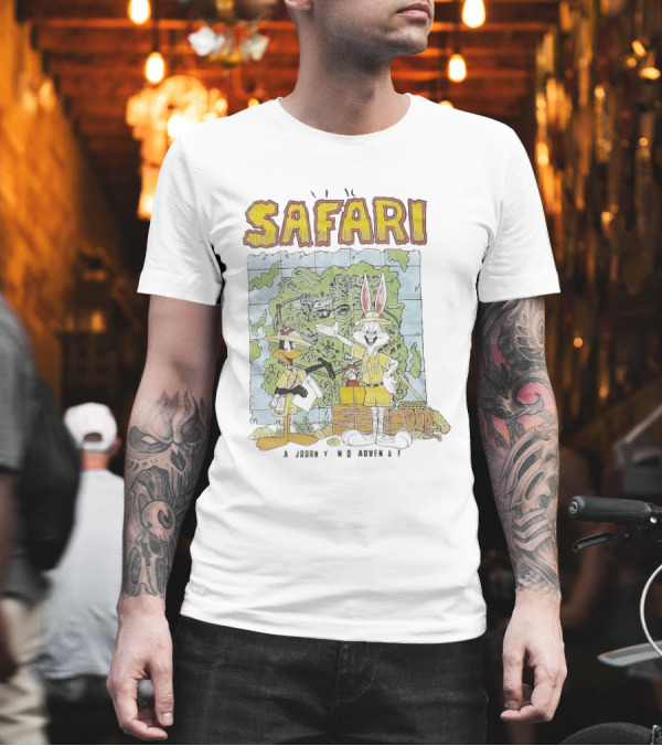Safari Adventure With Iconic Cartoon Characters Map Exploration T-Shirt