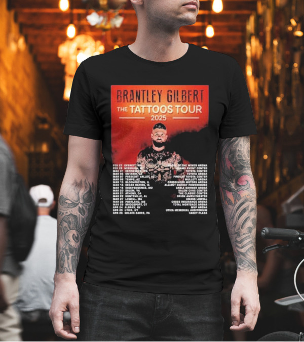 Brantley Gilbert The Tattoos Tour 2025 USA Dates And Venues T-Shirt