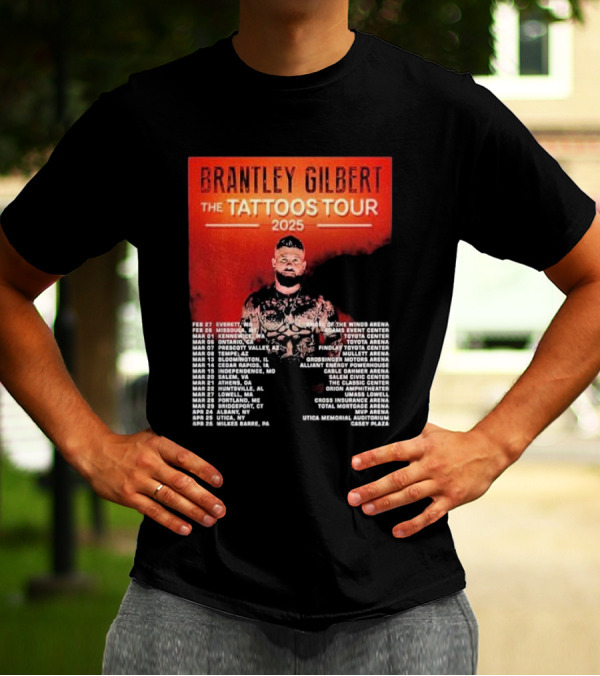 Brantley Gilbert The Tattoos Tour 2025 USA Dates And Venues T-Shirt