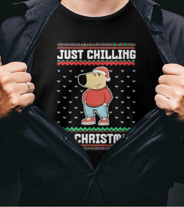 Just Chilling On Christmas Chill Guy Meme T-Shirt