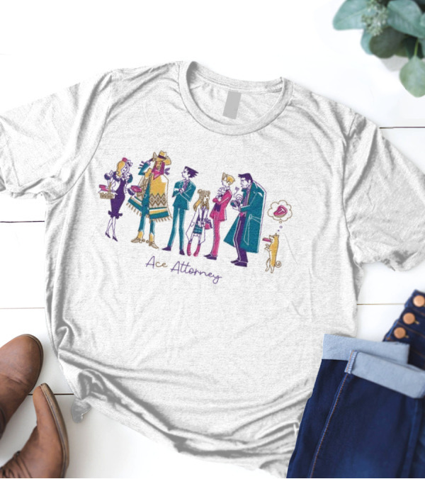 Ace Attorney Colorful Character Lunch Break Scene T-Shirt