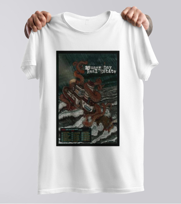 Sunny Day Real Estate Diary 30th Anniversary 2024 Tour Poster Octopus Ship T-Shirt