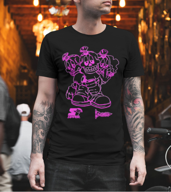 Sipper Slumped Trio Purple Black Outline T-Shirt