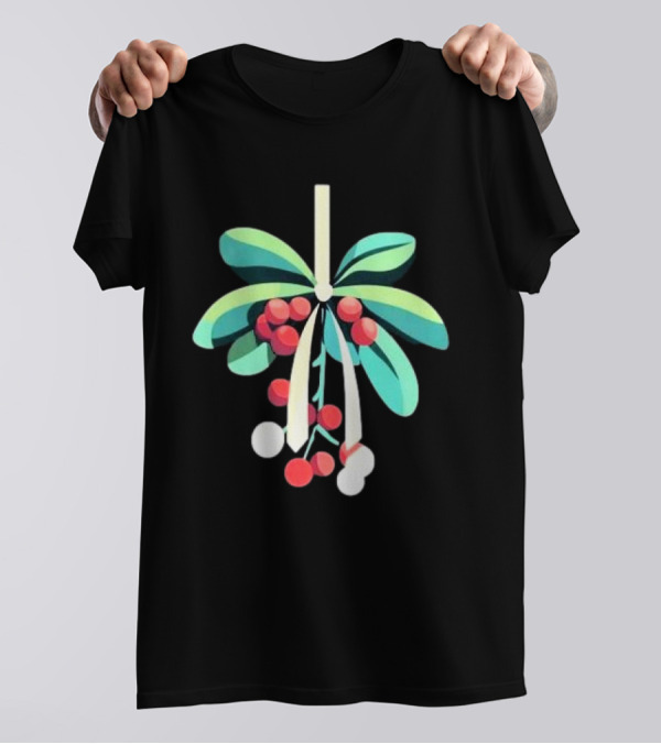 Mistletoe Nimbus Christmas Holiday Festive Greenery Berries T-Shirt