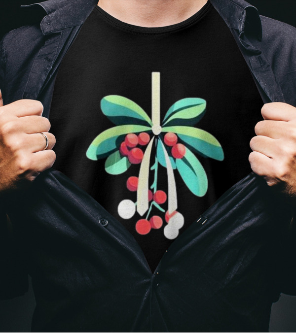 Mistletoe Nimbus Christmas Holiday Festive Greenery Berries T-Shirt