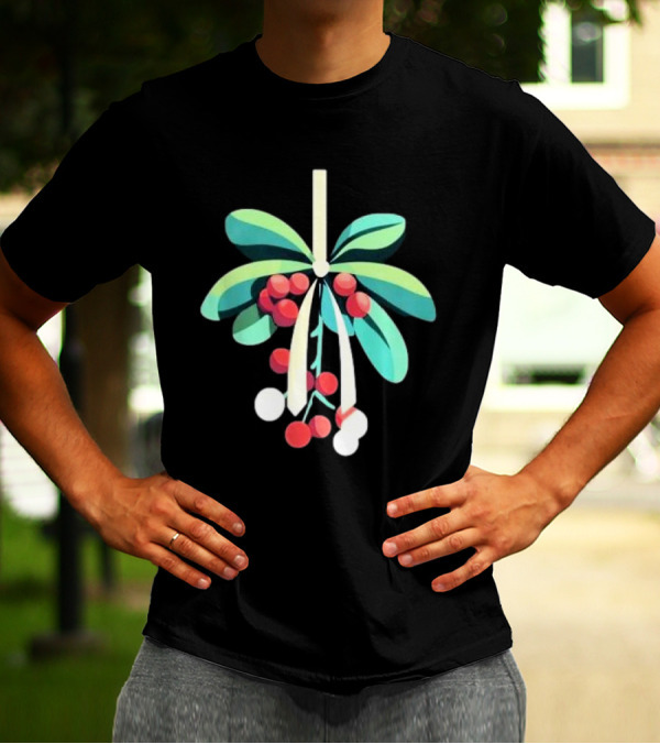 Mistletoe Nimbus Christmas Holiday Festive Greenery Berries T-Shirt
