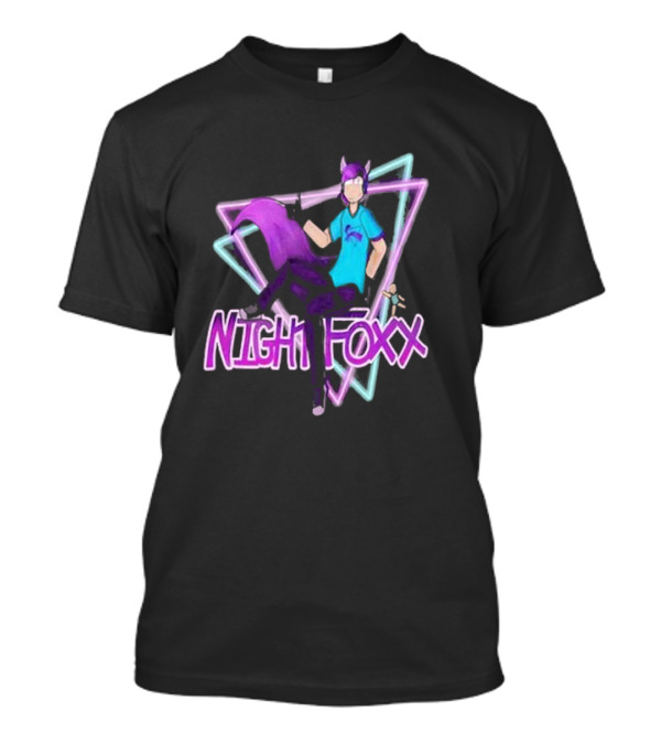 Nightfoxx Synth Art Tour Neon Fox Character Triangles T-Shirt