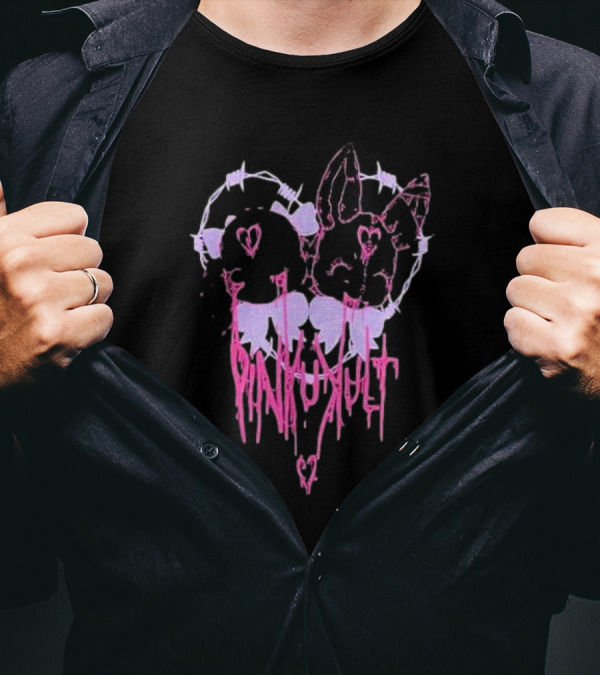Pinku Kult Heart Barbed Wire Bunnies T-Shirt