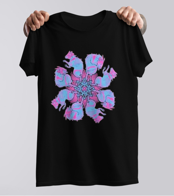 Pinku Kult Rat King Star Pattern Circular T-Shirt