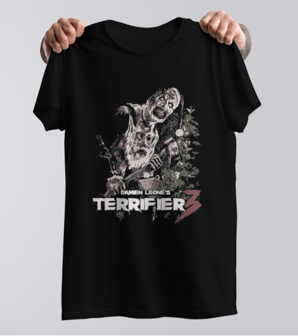 Damien Leone's Terrifier 3 Santa's Here Horror Christmas T-Shirt