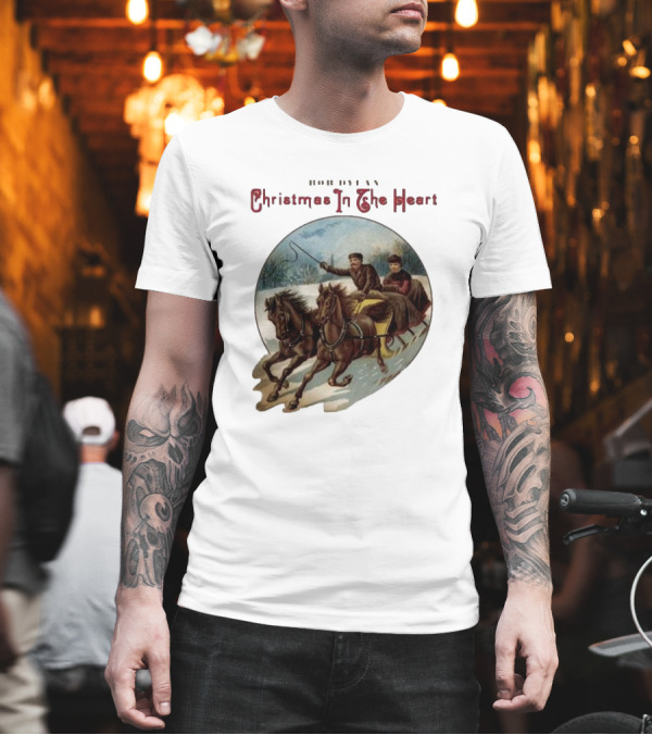 Bob Dylan Christmas In The Heart Vintage Sleigh Ride Scene T-Shirt