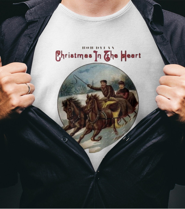 Bob Dylan Christmas In The Heart Vintage Sleigh Ride Scene T-Shirt