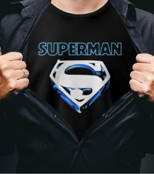 Superman Donner-esque Look White And Blue Iconic Shield T-Shirt