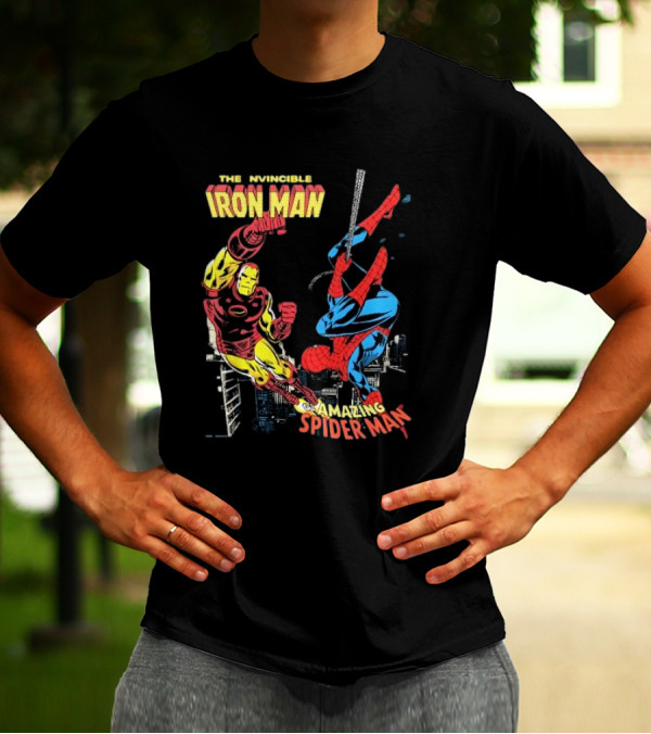 The Invincible Iron Man And The Amazing Spider-Man Showdown In The City T-Shirt