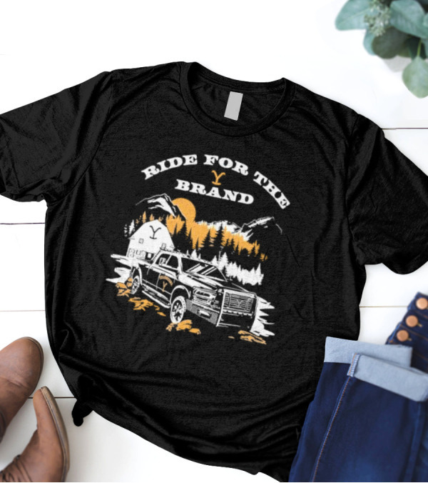 Yellowstone Ride For The Brand Truck Mountains Barn Scene T-Shirt