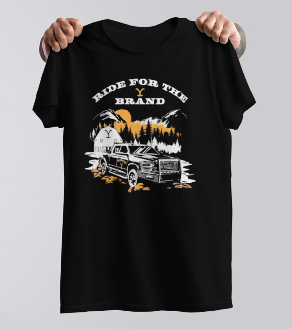 Yellowstone Ride For The Brand Truck Mountains Barn Scene T-Shirt