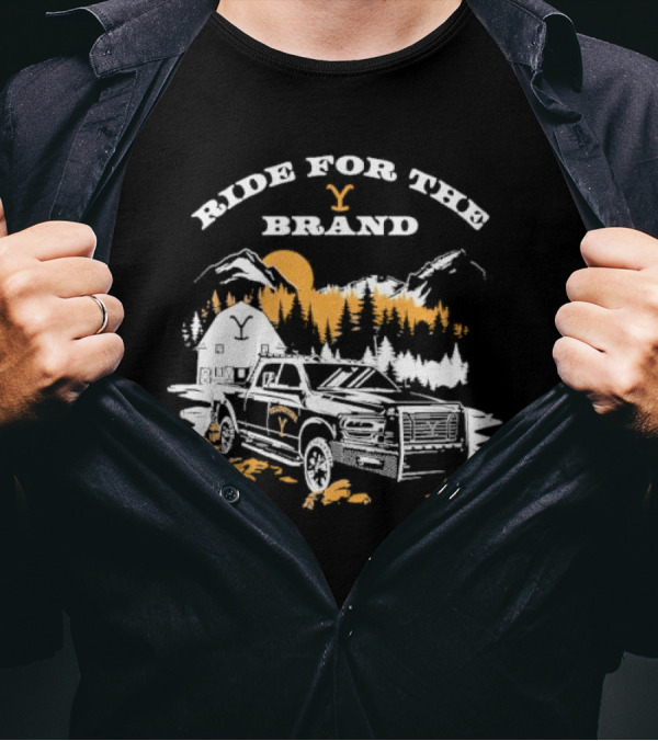 Yellowstone Ride For The Brand Truck Mountains Barn Scene T-Shirt