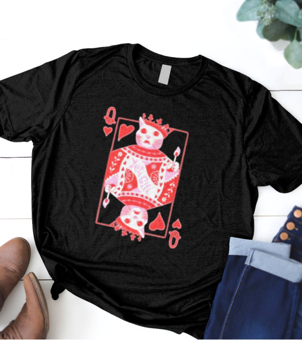 Yeti The Abominable Queen Of My Heart Playing Card Cat King T-Shirt