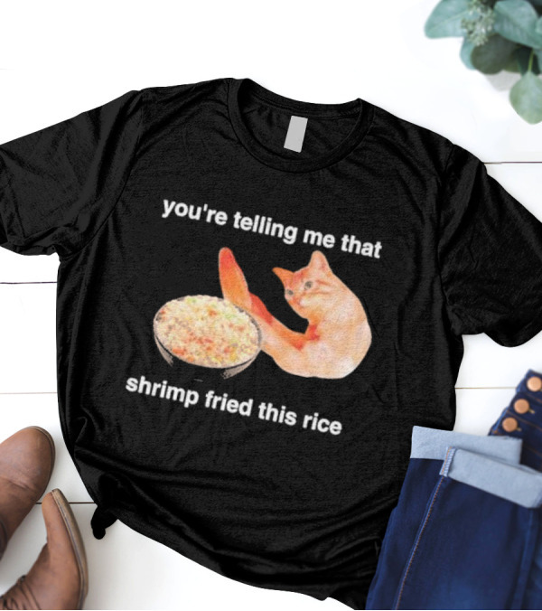 You're Telling Me That Shrimp Fried This Rice With Cat Meme T-Shirt