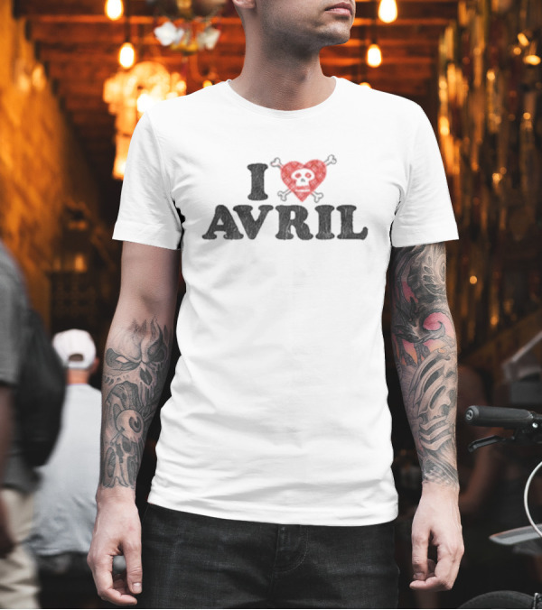 I Heart Avril Skull Red Checkered Punk T-Shirt