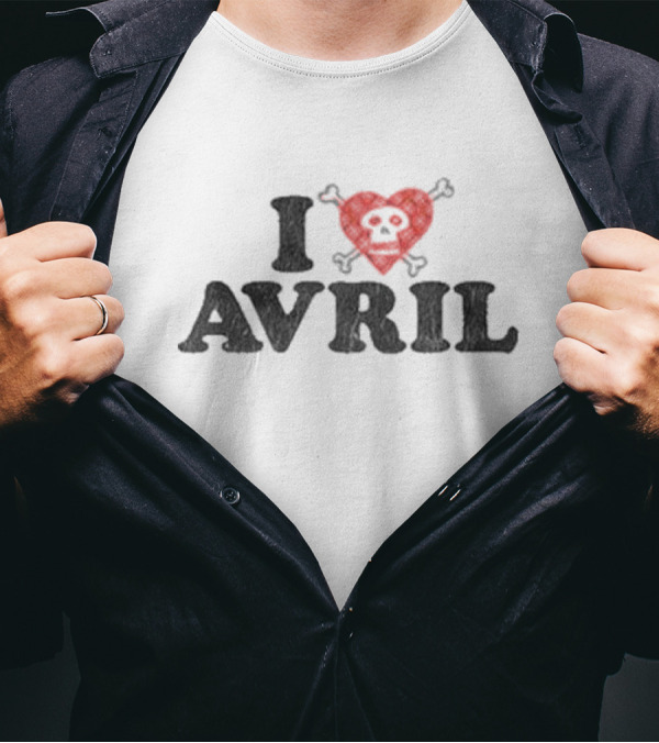 I Heart Avril Skull Red Checkered Punk T-Shirt