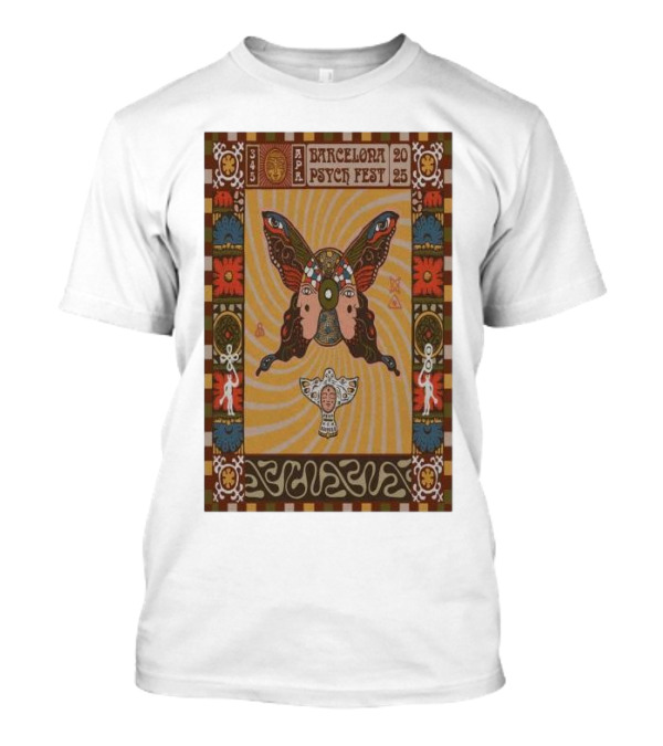 Barcelona Psych Fest April 3-5 2025 Spain Butterfly Art Deco T-Shirt