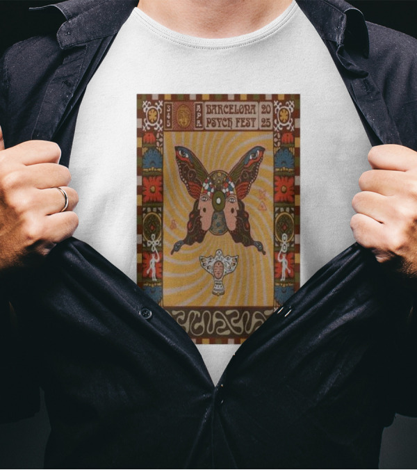 Barcelona Psych Fest April 3-5 2025 Spain Butterfly Art Deco T-Shirt