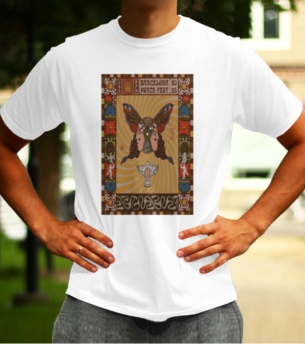 Barcelona Psych Fest April 3-5 2025 Spain Butterfly Art Deco T-Shirt