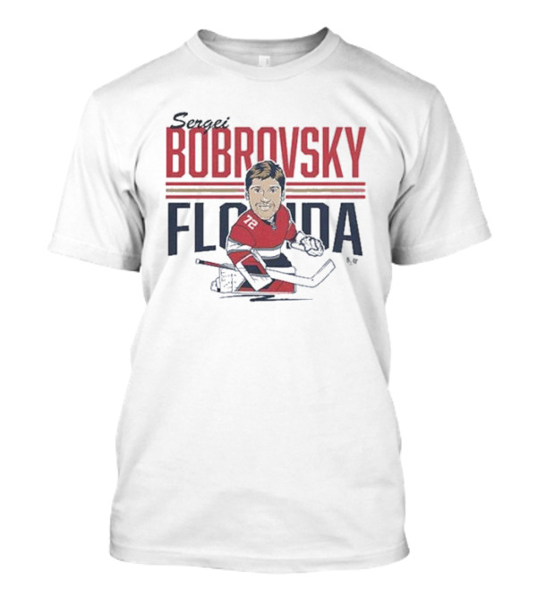 Sergei Bobrovsky Florida Caricature Hockey Player Number 72 T-Shirt