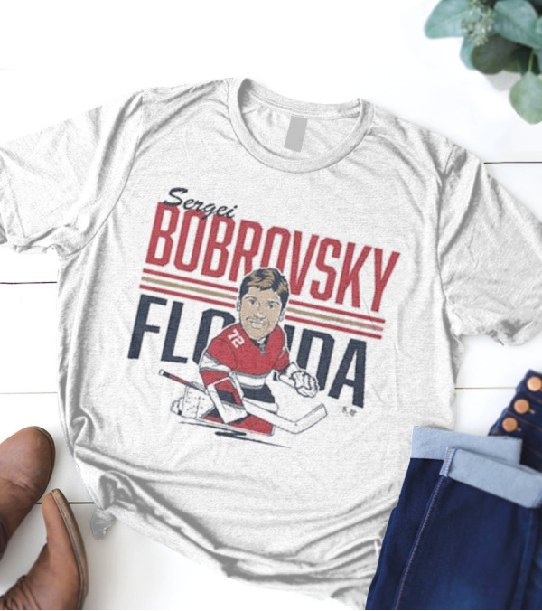 Sergei Bobrovsky Florida Caricature Hockey Player Number 72 T-Shirt