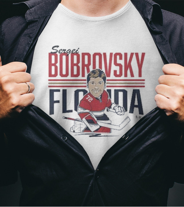 Sergei Bobrovsky Florida Caricature Hockey Player Number 72 T-Shirt