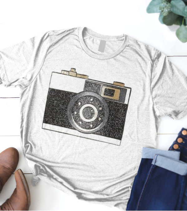 Sparkly Vintage Camera Design With Stars T-Shirt